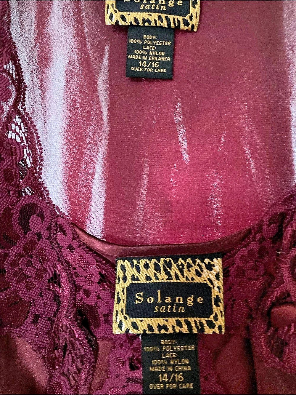 Solange satin Burgundy Lace Gown & Robe Size 14/16 Like New - Picture 5 of 6